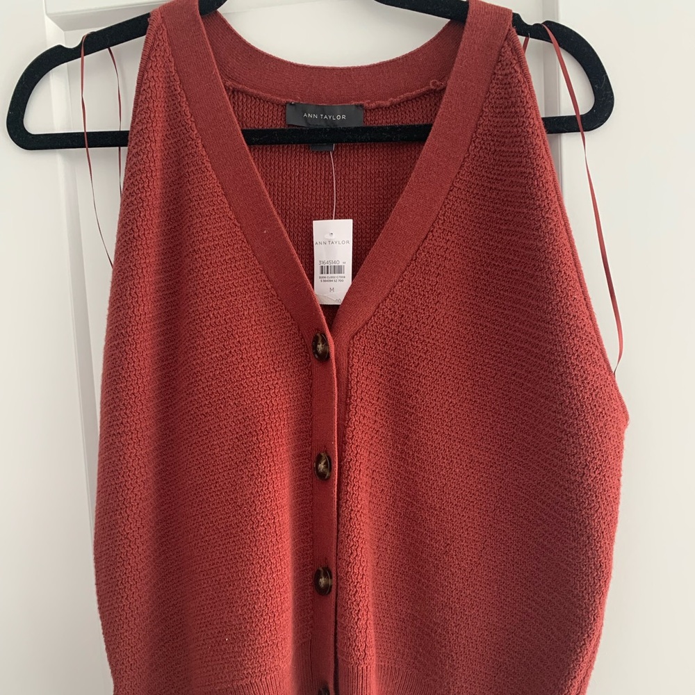New Ann Taylor Rust Red Sweater Vest.